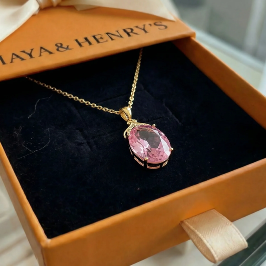 Halskette mit ovalem Pink-Saphir Imperial | Gold