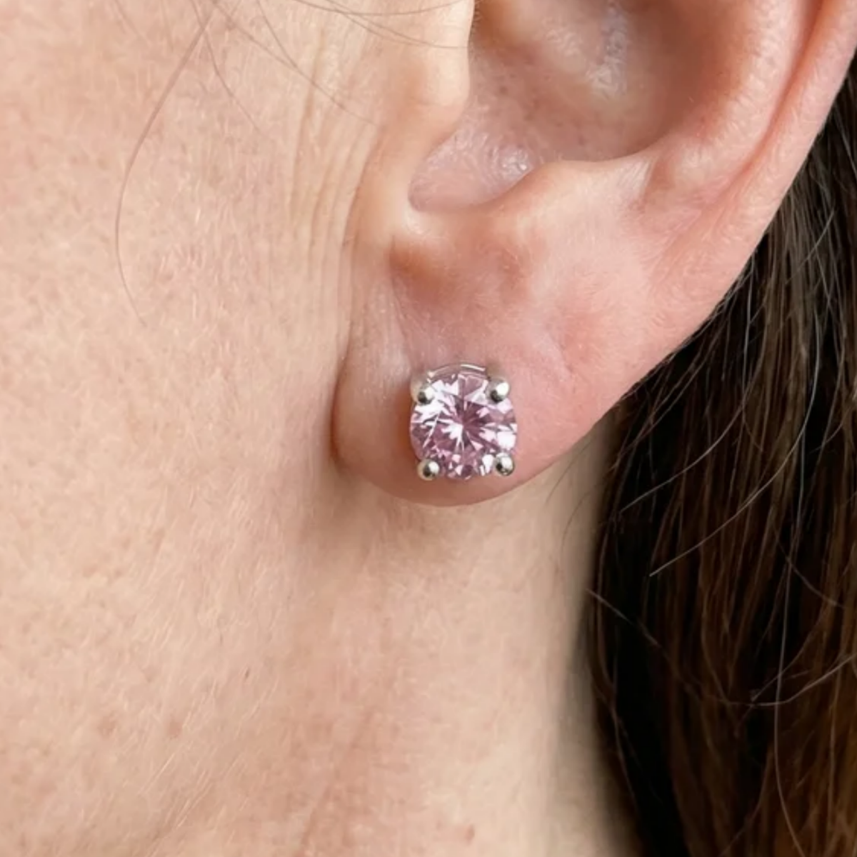 Ohrstecker mit runden rosa Saphiren | Weißgold