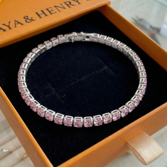 Armband mit rosa Saphiren | Weißgold
