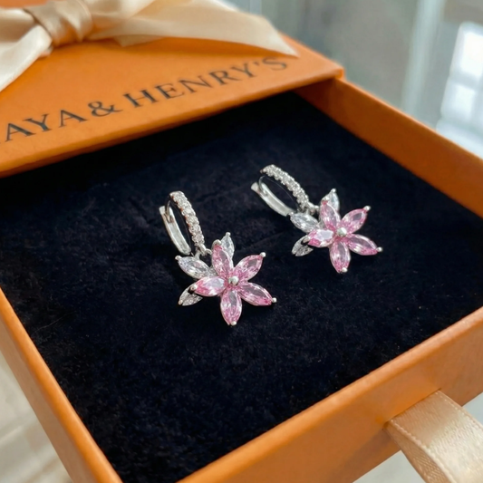 Thalia Pink Petalburst Ohrringe | Weißgold