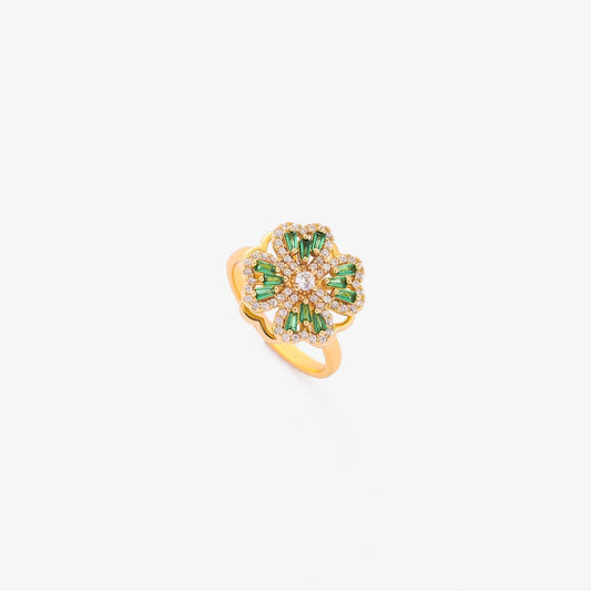 Smaragd-Kleeblatt-Drehring | Gold
