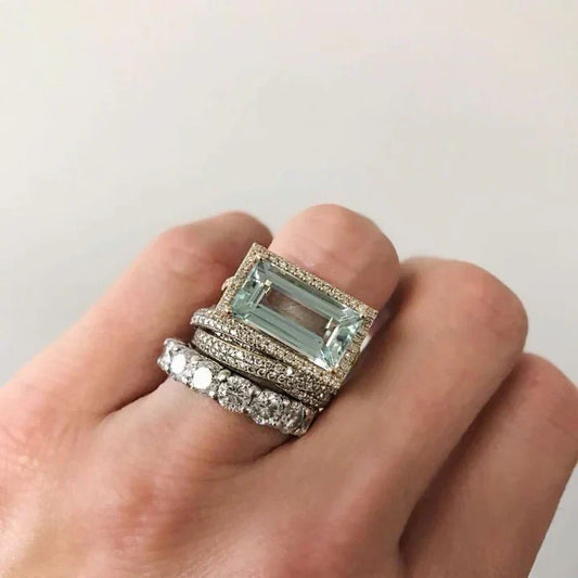 Türkis-Relikt-Ring-Set | Weißgold