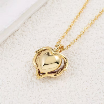 Engelsumarmung Rubin Herz Halskette | Gold
