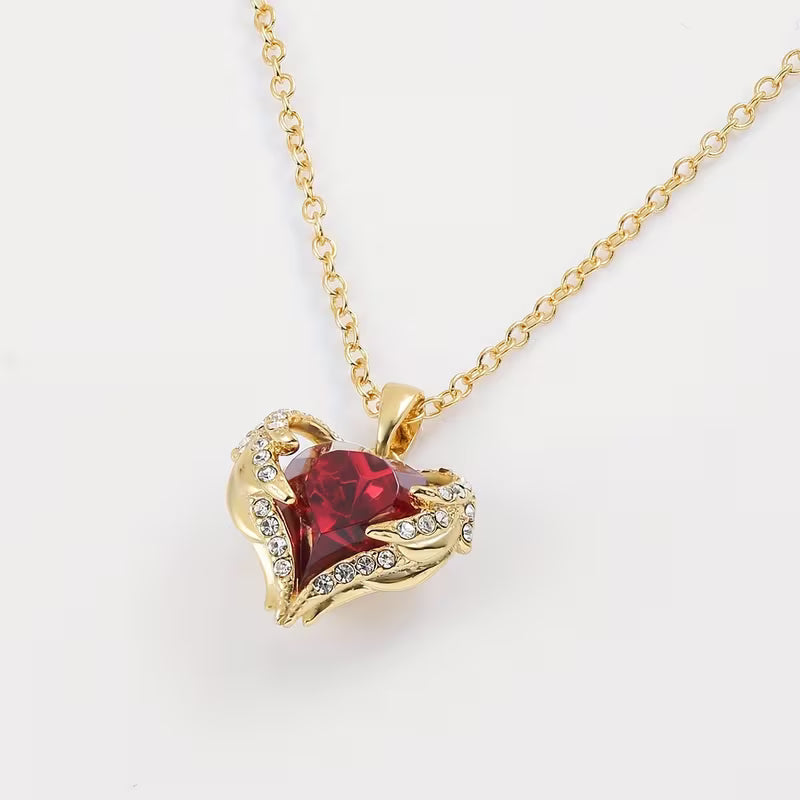 Engelsumarmung Rubin Herz Halskette | Gold