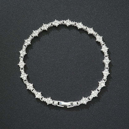 Classic Cluster Tennis Bracelet | White Gold
