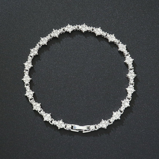 Klassisches Cluster-Tennisarmband | Weißgold
