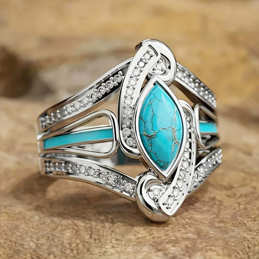 Türkis-Marquis-Statement-Ring | Weißgold