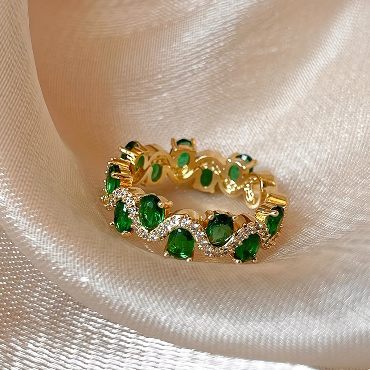 Calira Sparkling Emerald Offener Ring | Gold