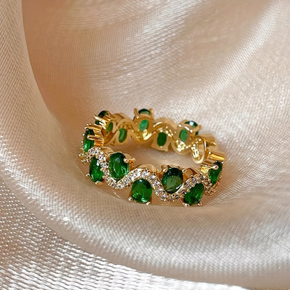 Calira Sparkling Emerald Offener Ring | Gold