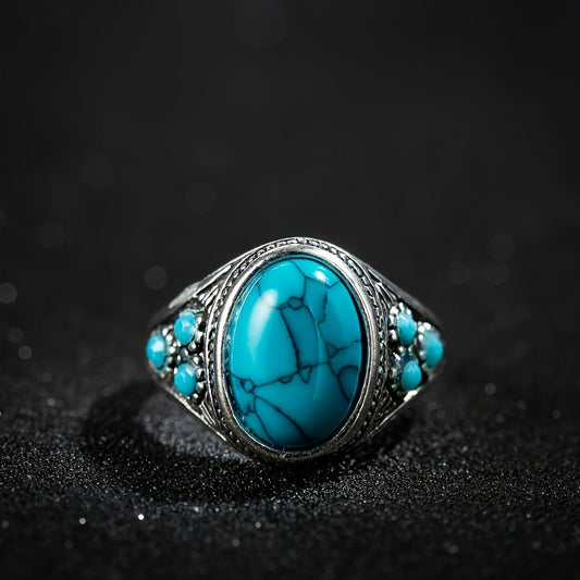 Nomad Blauer Stein Ring | Weißgold