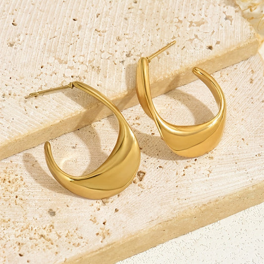 Geformte Halbmond-Creolen | Gold