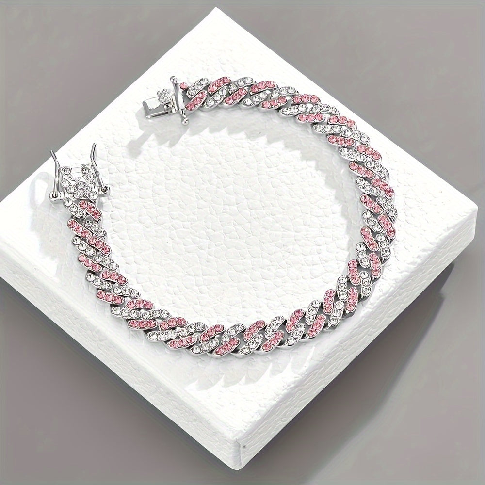 Arktisches Rouge Kubanisches Armband | Weißgold