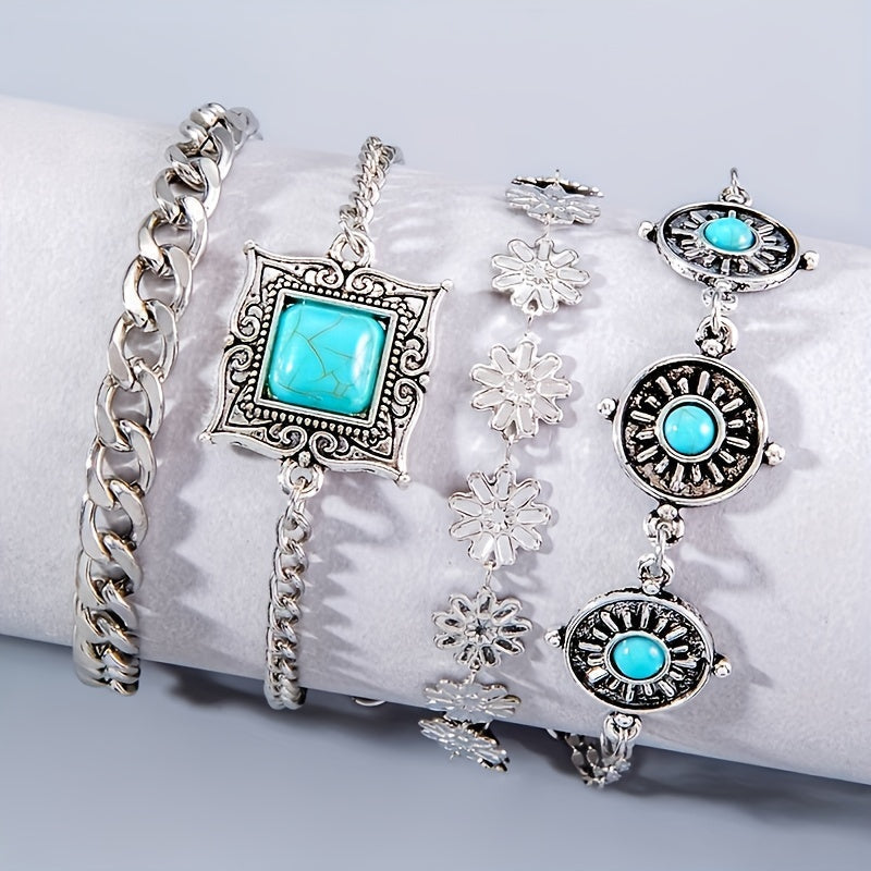 Sky Stone Layered Bracelet Set | White Gold