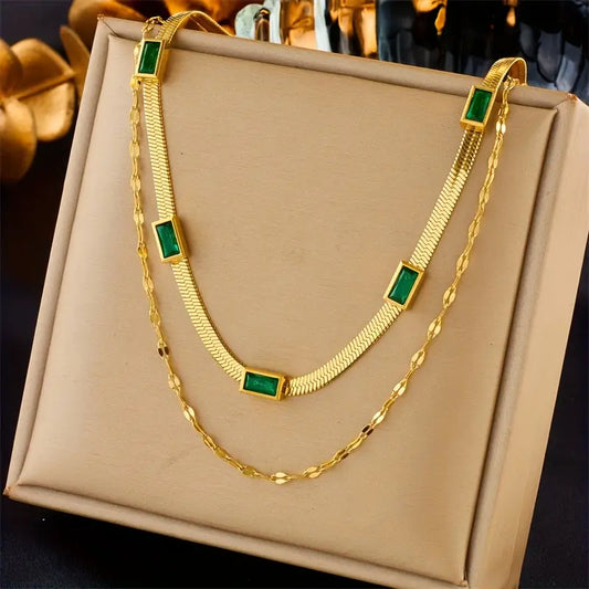 Sorella Gem Doppelschichtige Retro-Halskette | Gold