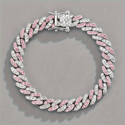 Arktisches Rouge Kubanisches Armband | Weißgold