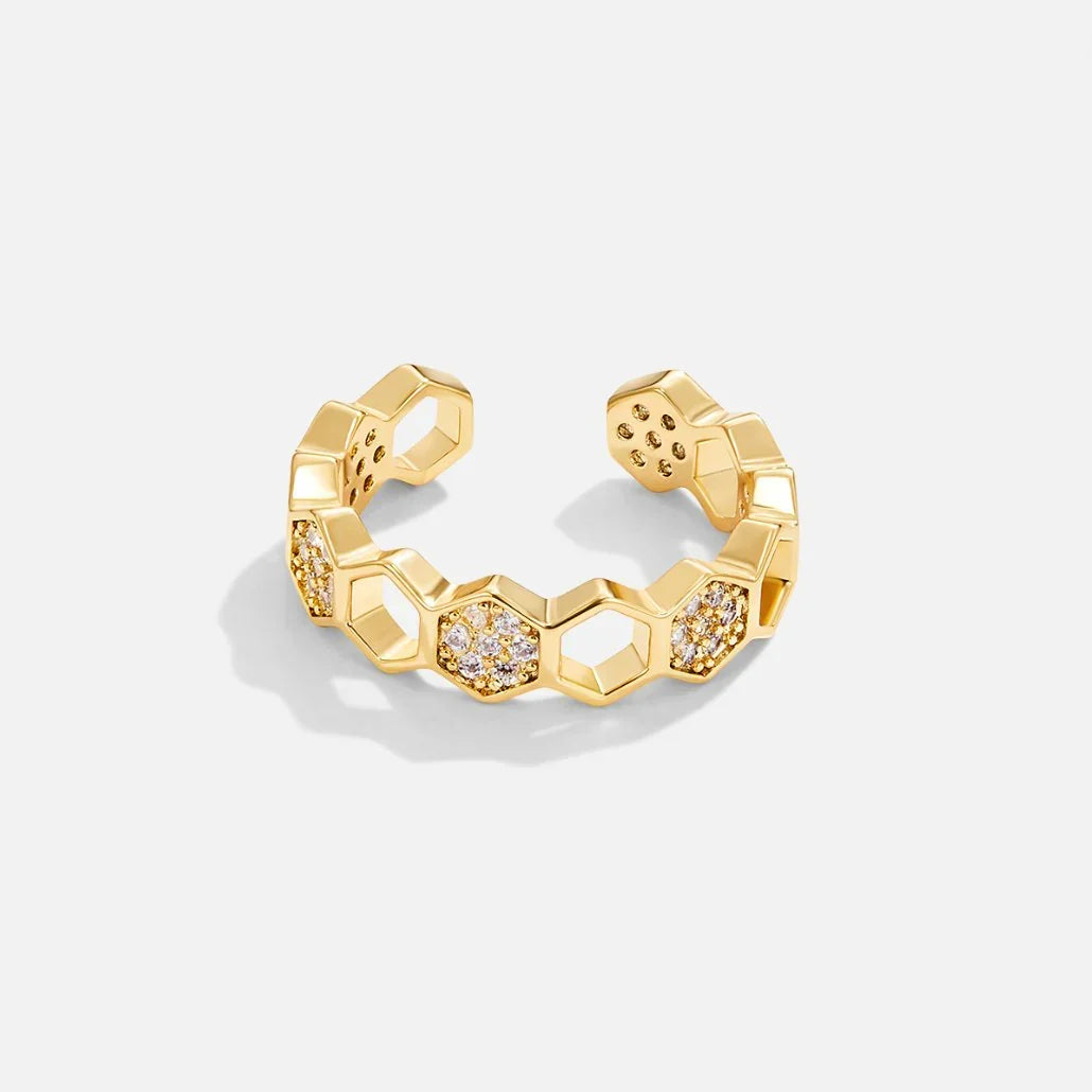 Kristall-Wabenring | Gold