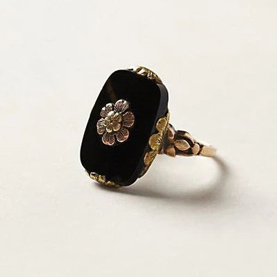 Vintage Ring mit schwarzem Stein | Gold