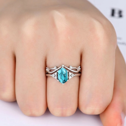 Elarin Sea Crest Ring-Set | Weißgold
