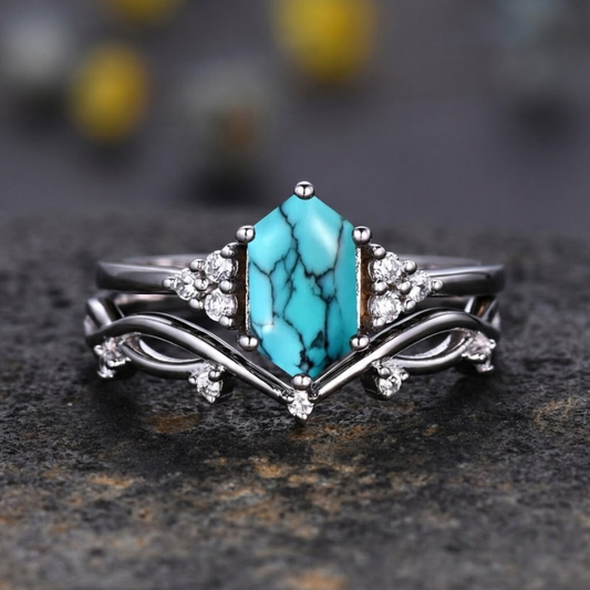 Elarin Sea Crest Ring-Set | Weißgold