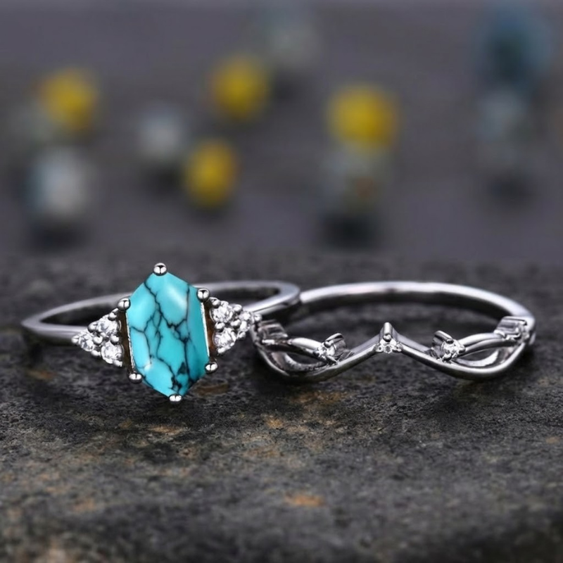 Elarin Sea Crest Ring-Set | Weißgold