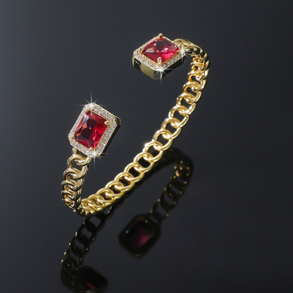 Veloria Ruby Open Bracelet | Gold